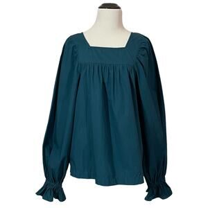 Happy X Nature Judith Square Neck Top - Teal - Small